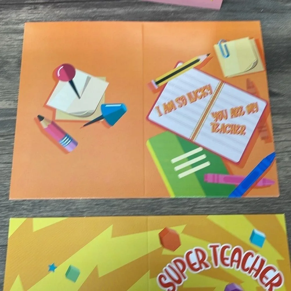 Teacher Appreciation Greeting Cards Set‎ Multicolor School Theme